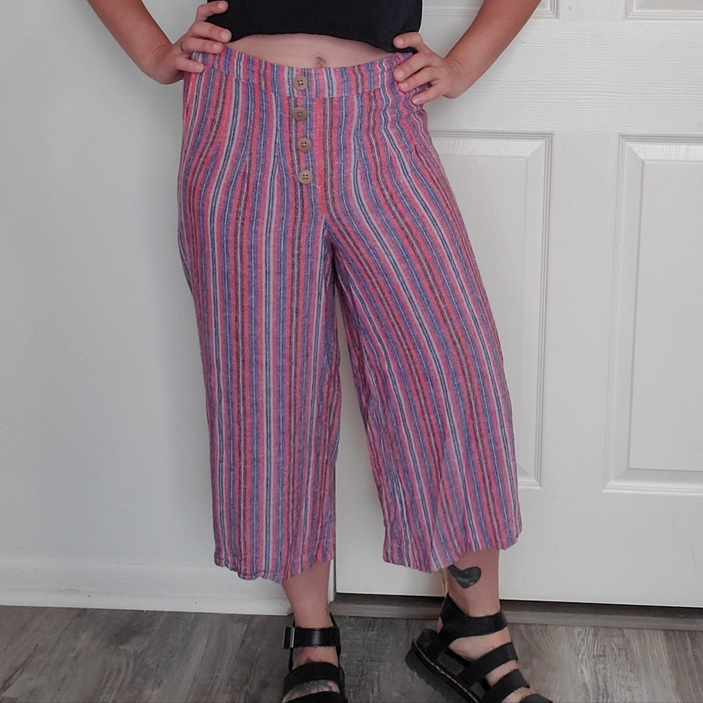 Vanilla Star Striped Culottes Pants Small